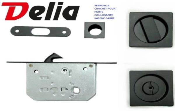 Serrure porte coulissant carré K48 WC ANBO DELIA
